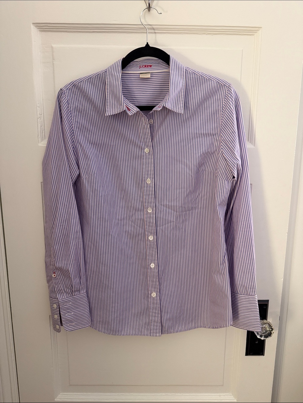 J. Crew red and blue Pinstripe button up 100% cotton
